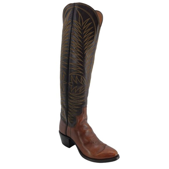 Vintage Paul Bond Tall Custom Womens Size 6B Brown Leather Cowboy Western Boots - Picture 1 of 15